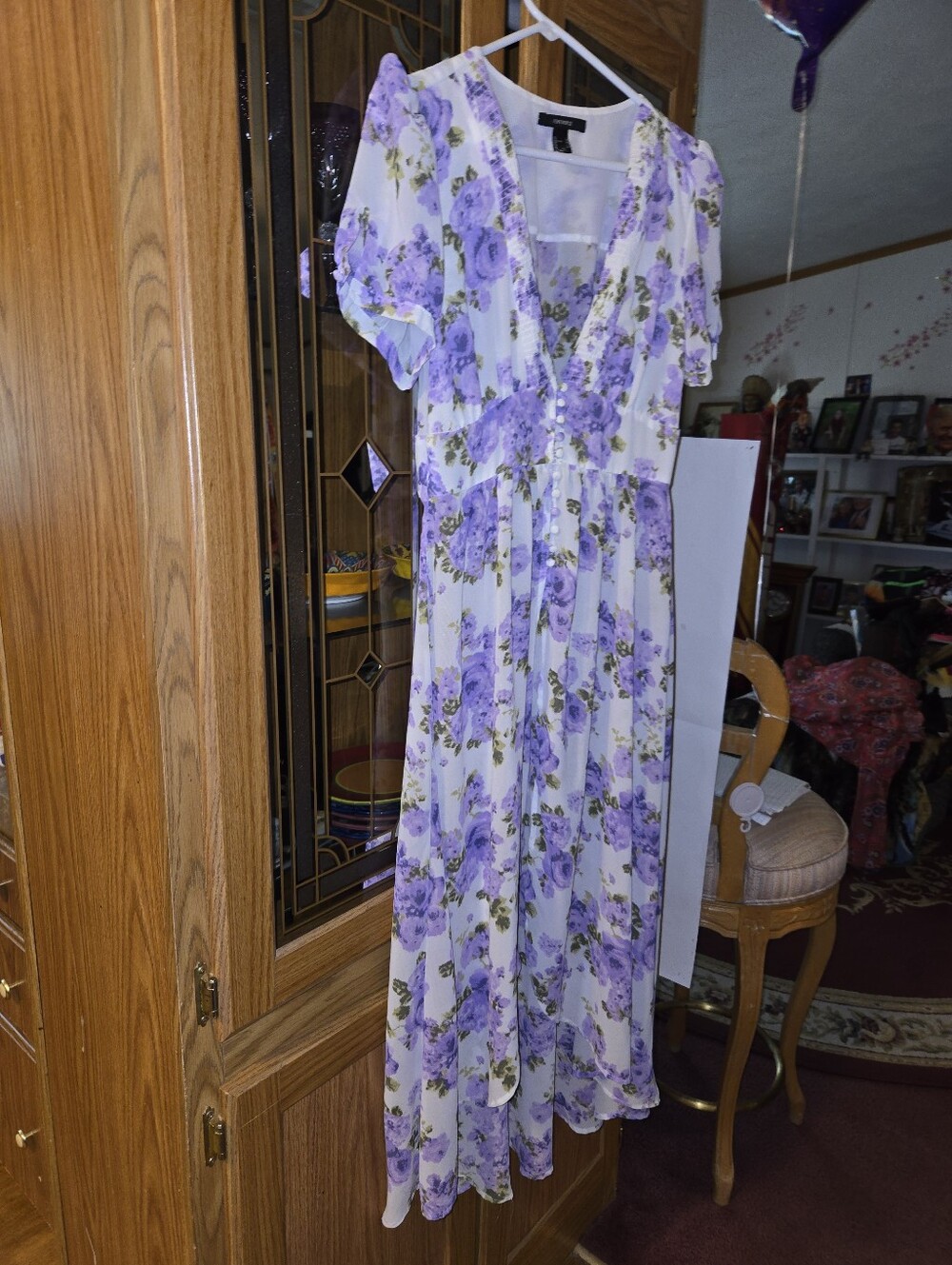Floral Lavender Maxi Hi  Low Top - Women's Elegant Summer Dress